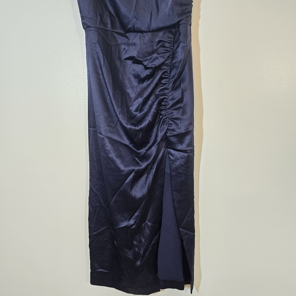 Alice + Olivia Dion Ruched Midi Slip Sun Dress Navy Blue 4 Sundress - Picture 4 of 9